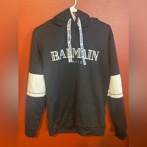 BALMAIN PARIS Black Pullover Hoodie S-M